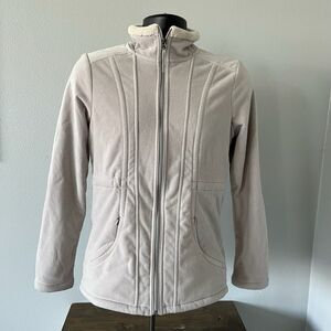 Athleta Ivory White Fleece Jacket Womens Small Athletic Wear Lined Outerwear